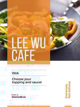 Wok menu promotion with asian style dish