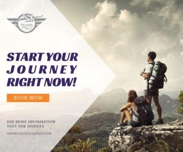 Outdoor Trip Inspiration Backpacker Sitting on Cliff