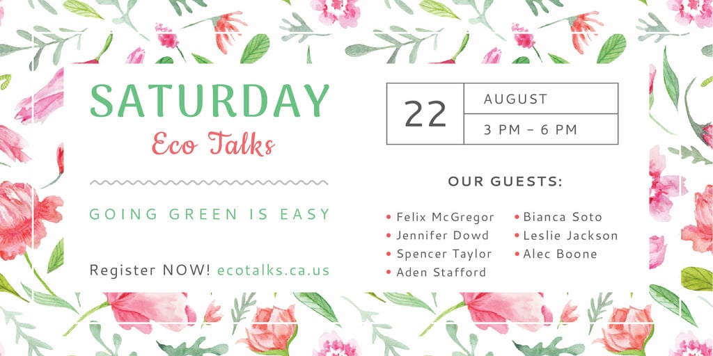 Ecological Event Announcement with Watercolor Flowers Pattern — Créer un visuel Ecological Event Announcement with Watercolor Flowers Pattern — Créer un visuel