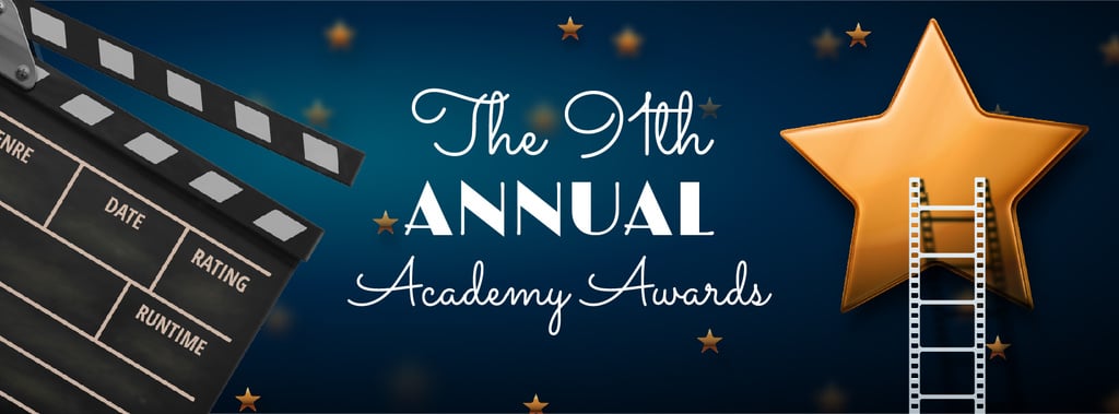 Annual Academy Awards Announcement with Star and Clapper | Facebook Cover Template — Créer un visuel Annual Academy Awards Announcement with Star and Clapper | Facebook Cover Template — Créer un visuel