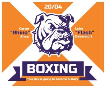 Boxing Match Announcement Bulldog on Orange