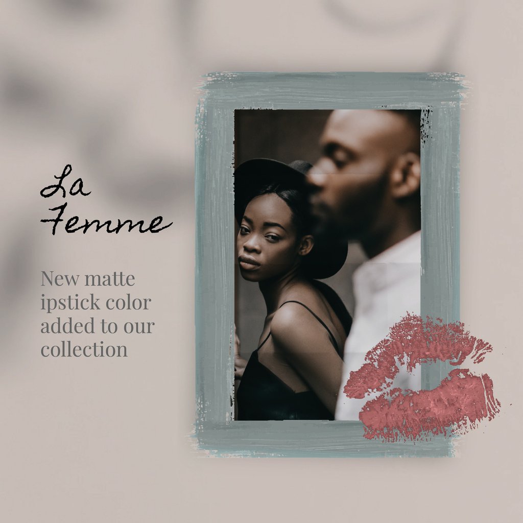 Lipstick Print on Photo of Young Couple | Square Video Template — Create a Design Lipstick Print on Photo of Young Couple | Square Video Template — Create a Design