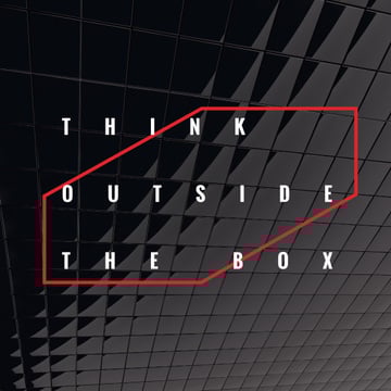 Think outside the box Quote on black tiles