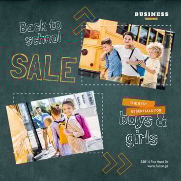 Back to School Sale Kids by School Bus