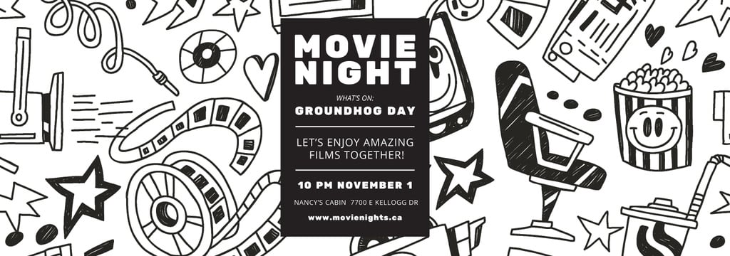 Movie Night Event Announcement Arts Icons Pattern — Створити дизайн Movie Night Event Announcement Arts Icons Pattern — Створити дизайн