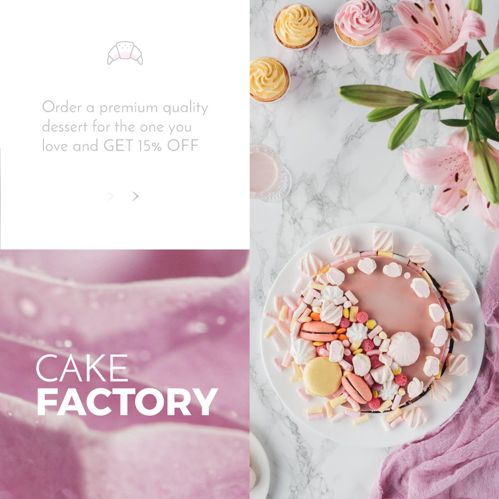Bakery Offer with sweet pink Cake — Створити дизайн Bakery Offer with sweet pink Cake — Створити дизайн