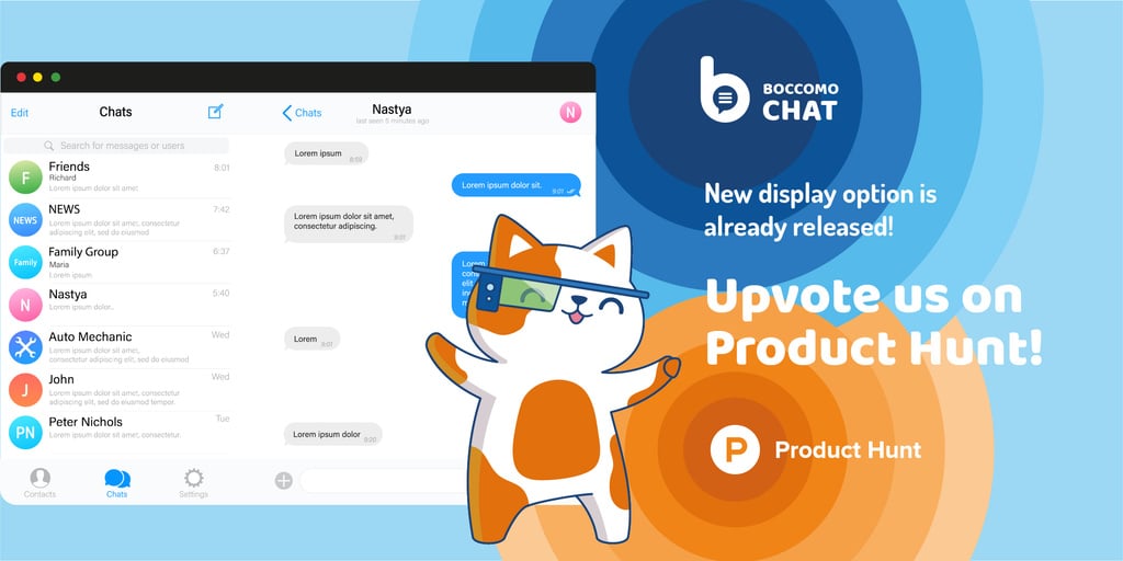 Product Hunt Campaign with Chats Page on Screen — Створити дизайн Product Hunt Campaign with Chats Page on Screen — Створити дизайн