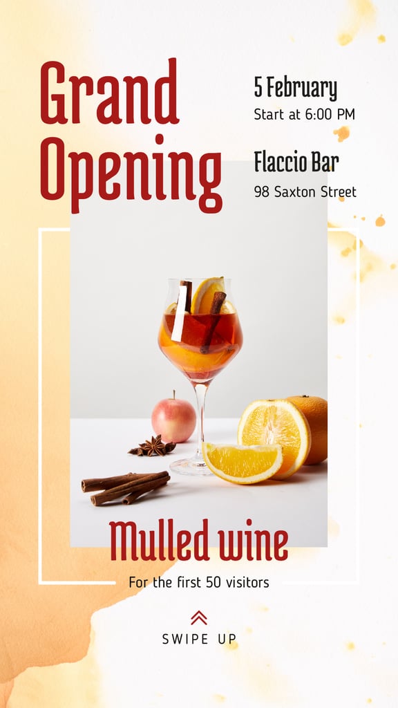 Bar Grand Opening Announcement Glass with Mulled Wine — Create a Design Bar Grand Opening Announcement Glass with Mulled Wine — Create a Design