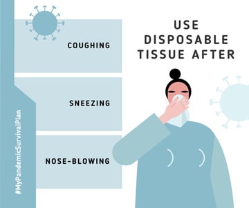 #MyPandemicSurvivalPlan Woman using desposable tissue with symptoms