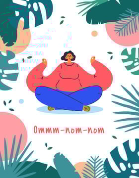 Woman meditating with Funny Phrase