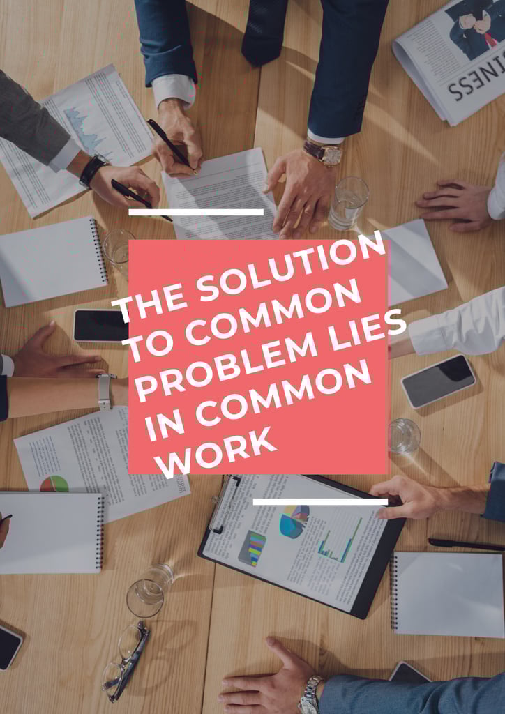 Teamwork Quote with Colleagues Working on Report — Créer un visuel Teamwork Quote with Colleagues Working on Report — Créer un visuel