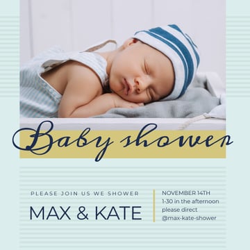 Baby Shower Invitation Cute Boy Sleeping