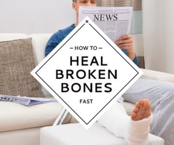 Man with broken bones sitting on sofa reading newspaper
