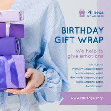 Birthday Gift Wrap Offer Woman Holding Presents