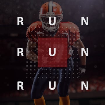 American football player with text run