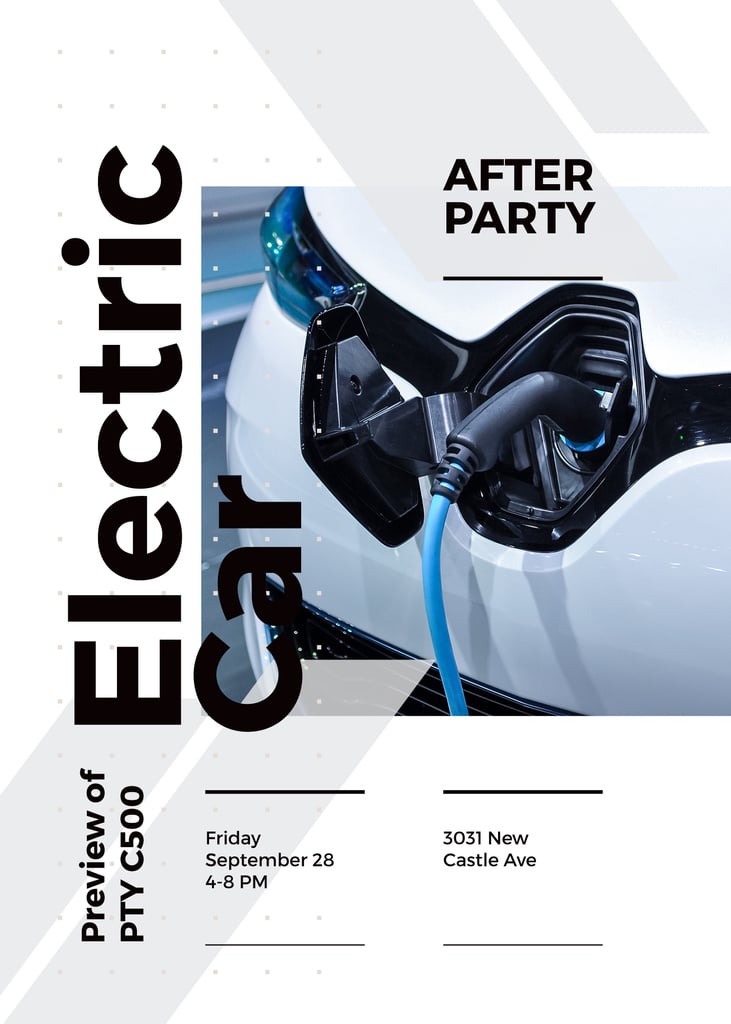 After Party invitation with Charging electric car — Create a Design After Party invitation with Charging electric car — Create a Design