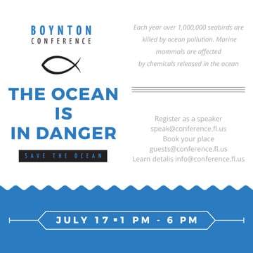 Ecology Conference Invitation with blue Sea Waves