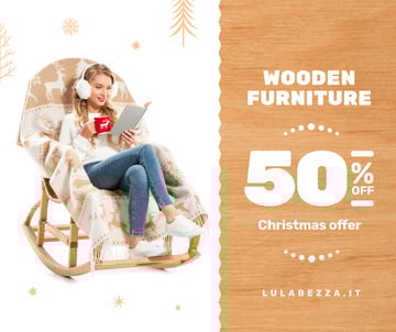 Furniture Offer Girl in Christmas Sweater Reading | Facebook Post Template