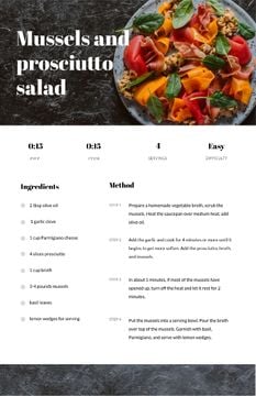 Mussels and Prosciutto Salad on Plate