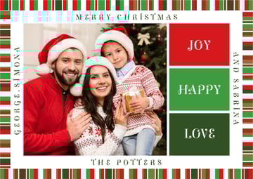 Merry Christmas Greeting Family with Presents | Postcard Template