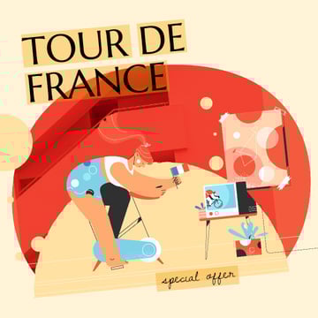 Tour De France Offer with Girl Riding Bicycle