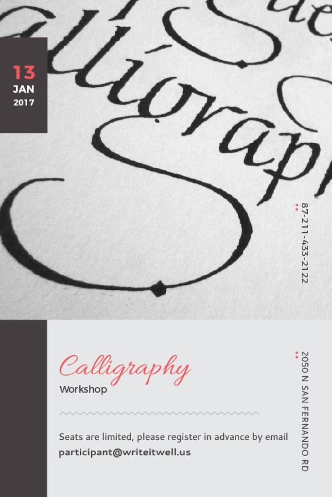 Calligraphy Workshop Announcement Decorative Letters — Створити дизайн Calligraphy Workshop Announcement Decorative Letters — Створити дизайн