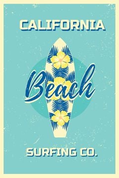 Surfing Tour Offer Surfboard on Blue