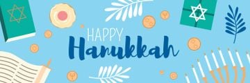 Happy Hanukkah Greeting Symbols in Blue