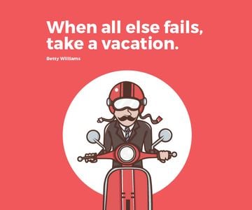 Vacation Quote Man on Motorbike in Red