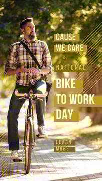 Man riding bicycle on Bike to Work Day