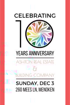 10 Years Anniversary Invitation Simple Frame