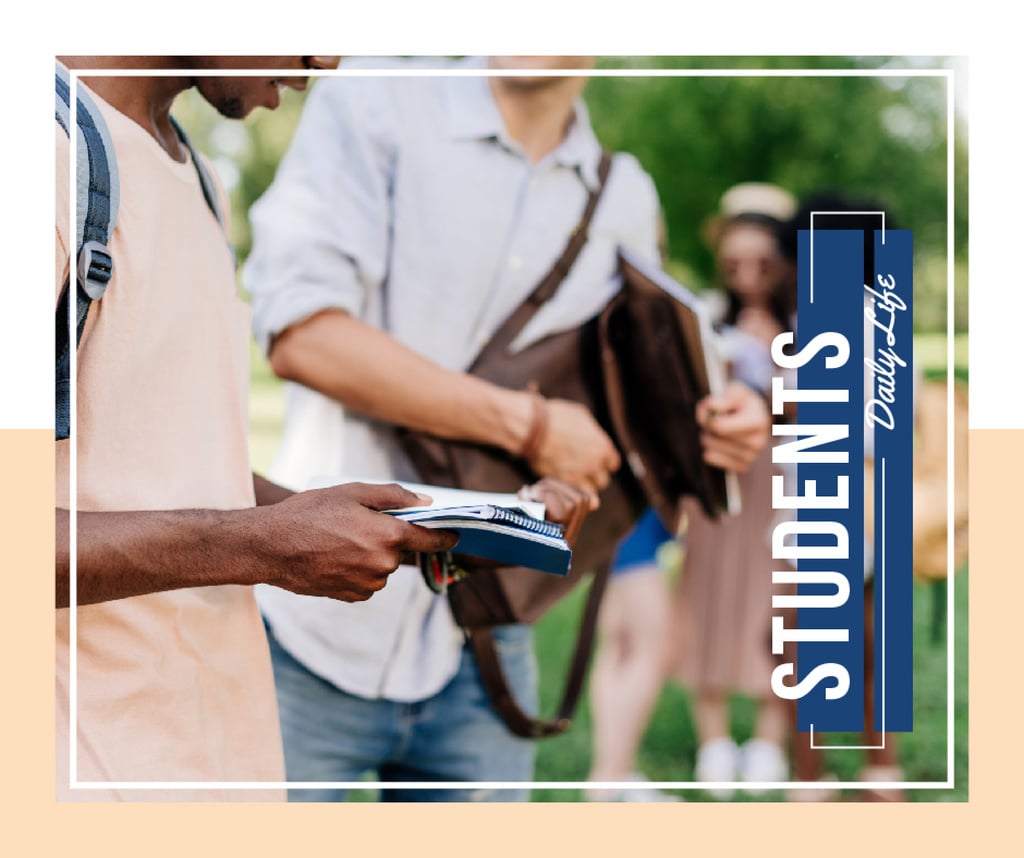 Students with Notepads Studying at College | Facebook Post Template — Créer un visuel Students with Notepads Studying at College | Facebook Post Template — Créer un visuel
