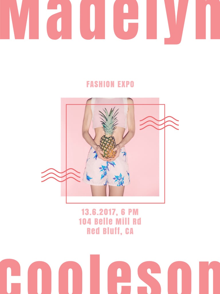 Summer Fashion Ad Girl Holding Pineapple — ein Design erstellen Summer Fashion Ad Girl Holding Pineapple — ein Design erstellen