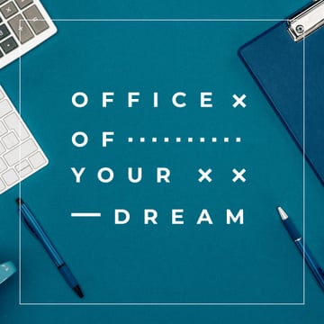 Office Stationery on Blue Table