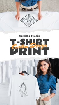 Custom Print Studio Ad Woman Holding T-shirt