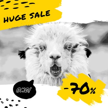 Sale Announcement Shocked Funny Lama
