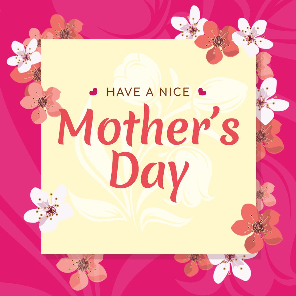Mother's Day Greeting Frame with Cherry Flowers — Crear un diseño Mother's Day Greeting Frame with Cherry Flowers — Crear un diseño