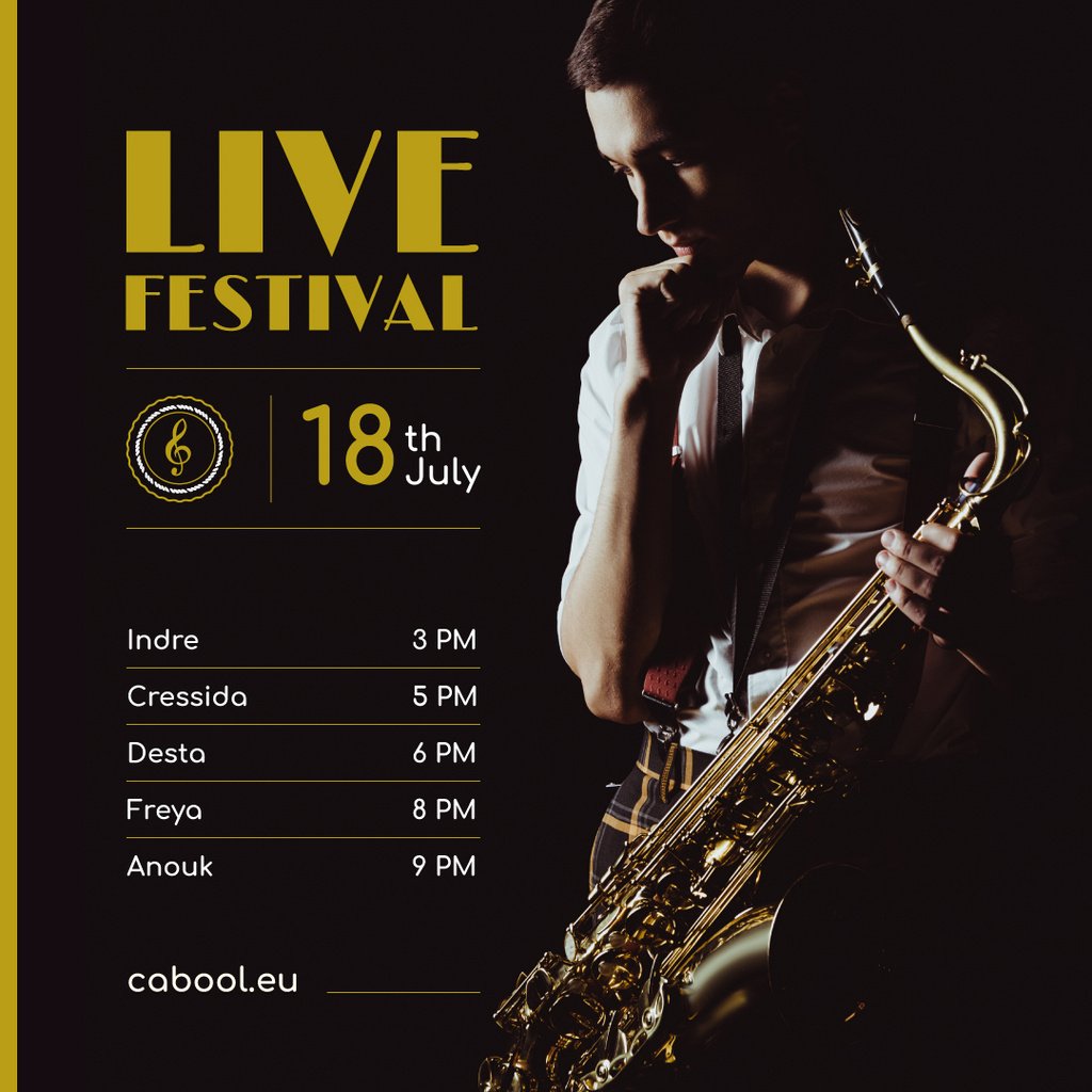 Jazz Festival Musician Holding Saxophone — ein Design erstellen Jazz Festival Musician Holding Saxophone — ein Design erstellen