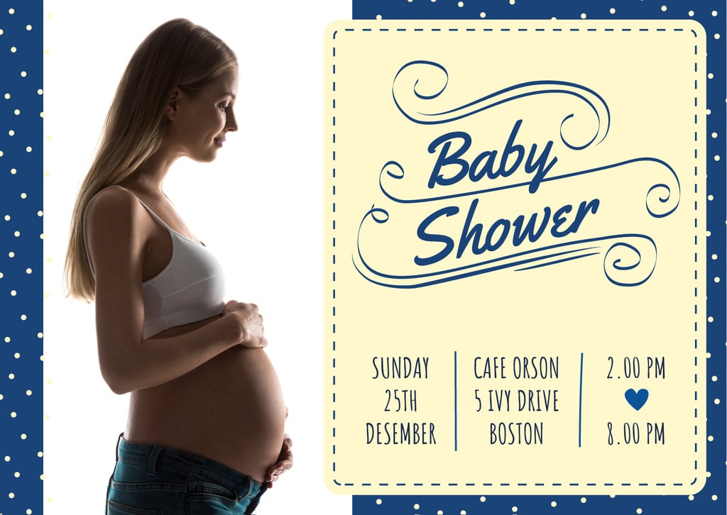 Baby Shower Invitation Happy Pregnant Woman — ein Design erstellen Baby Shower Invitation Happy Pregnant Woman — ein Design erstellen