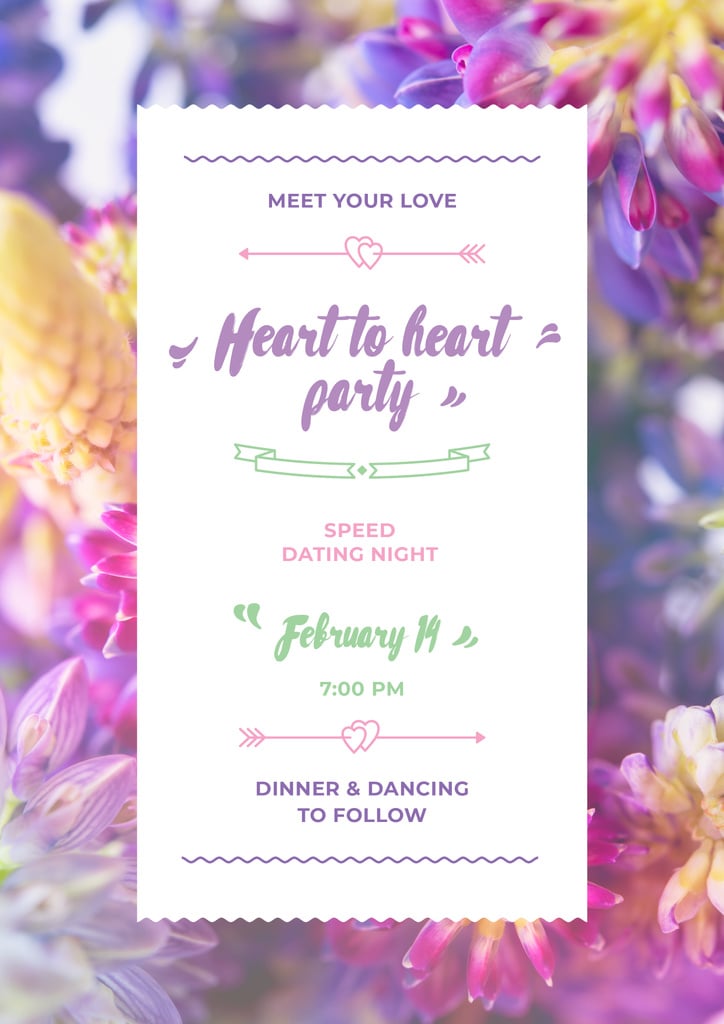 Party Invitation with Purple Flowers — Створити дизайн Party Invitation with Purple Flowers — Створити дизайн