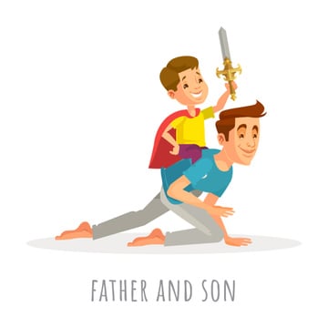 Dad and son playing knights