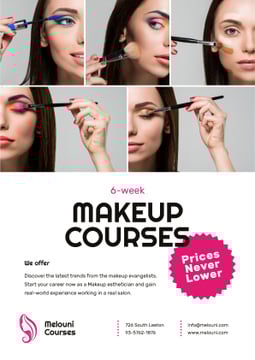 Beauty Courses Beautician Applying Makeup | Poster Template