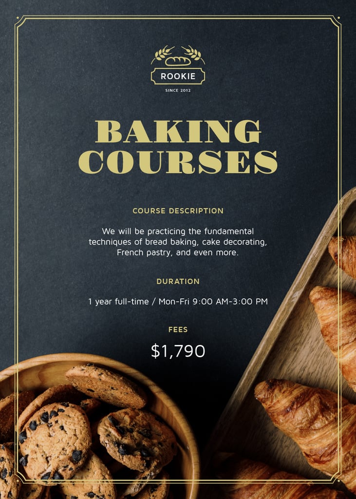 Baking Courses Ad Fresh Croissants and Cookies — ein Design erstellen Baking Courses Ad Fresh Croissants and Cookies — ein Design erstellen
