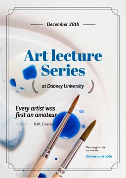 Art Lecture Series Brushes and Palette in Blue | Poster Template
