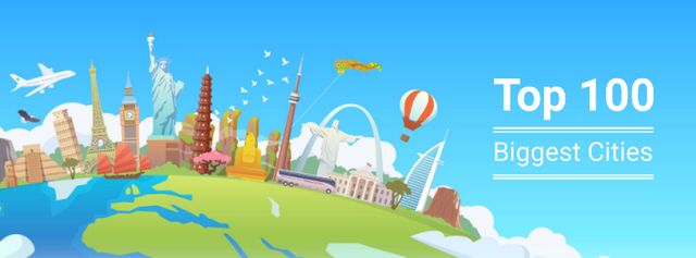Designvorlage Famous cities attractions für Facebook cover