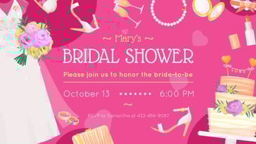 Bridal Shower invitation Wedding attributes in Pink