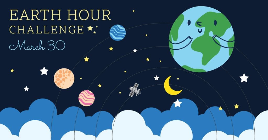Earth hour banner with cute planets — ein Design erstellen Earth hour banner with cute planets — ein Design erstellen