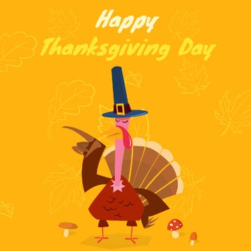 Thanksgiving with Turkey in Pilgrim hat