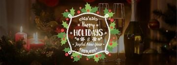 Winter Holidays Greeting Champagne and Candles