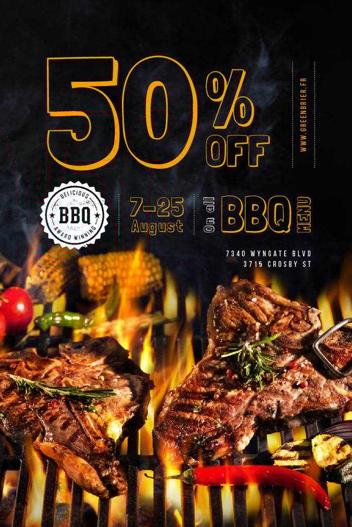 BBQ Menu Grilled Meat on Fire — Crear un diseño BBQ Menu Grilled Meat on Fire — Crear un diseño